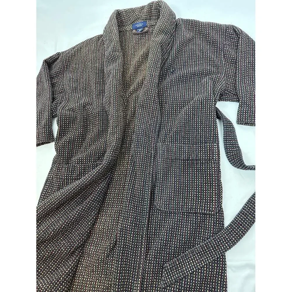 Nautica Men's Sleepwear Cotton Robe One Size Shawl Collar Belted Turkey Bathrobe
